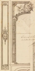 Design para Overmantel; recto, planos de molduras